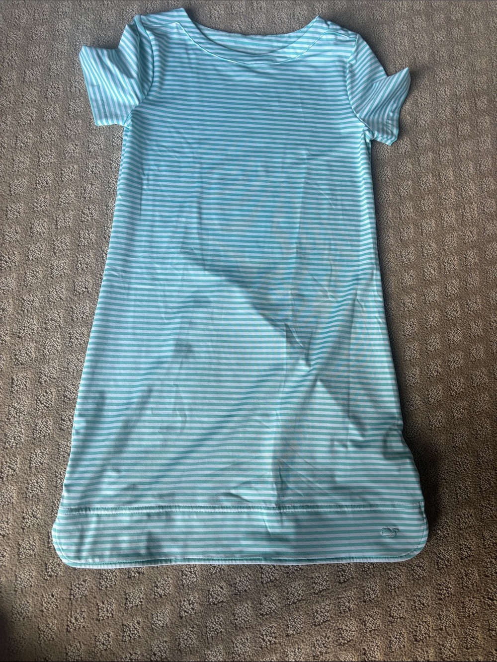 Vineyard Vines Girls' Light Blue & White Striped Short-Sleeve Nightgown